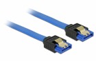 DeLock SATA3-Kabel 50 cm blau, Metal-Clip, Datenanschluss Seite