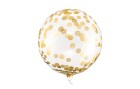 Partydeco Folienballon Gold/Transparent, mit goldenen Konfettis