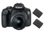 Canon Fotokamera EOS 2000D Kit 18-55 plus 2 Akkus