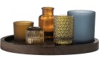 Bloomingville Windlicht Sanga 6er Set, Glas/Holz, Detailfarbe: Orange