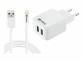 Sandberg - Netzteil - 2.4 A (USB) - auf Kabel: Lightning