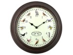 Esschert Design Wanduhr mit Vogelrufen Ø 30.1 cm, Braun/Weiss, Form