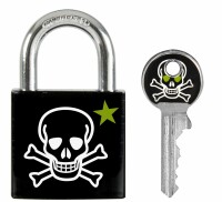 MASTER LOCK Vorhangschloss 30mm 66246800 Totenkopf Motiv 