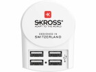 SKROSS Weltreiseadapter PRO+ 4x USB, Anzahl Pole: 3-polig (geerdet)