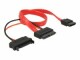 DeLock Slim-SATA-Kabel rot, SATA Strom, 30 cm, Datenanschluss