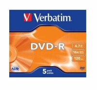 Verbatim DVD-R Jewel 4.7GB 43519 1-16x 5 Pcs, Kein