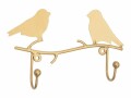 Tranquillo Wandhaken 2-fach, Vogel, Gold, 16 cm, Eigenschaften: Keine