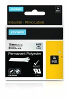 DYMO RHINO TAPE POYESTER 19MM/5.5MM BLACK ON TRANSPARENT NMS