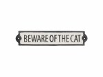 Esschert Design Wandschild Beware of the cat 25.8 cm, Schwarz/Weiss