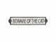 Esschert Design Wandschild Beware of the cat 25.8 cm, Schwarz/Weiss