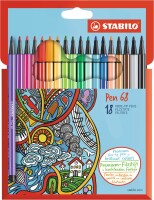 STABILO Fasermaler 68 68187 Etui, Karton 18 Stück, Kein