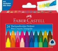 FABER-CASTELL Wachskreide Dreikant 120024 24 Stück, mehrfarbig, Kein