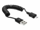 DeLock Delock 0.6m USB2.0 A-MicroB Spiralkabel schwarz ,
