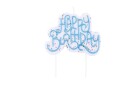 PME Kerze Happy Birthday Blau/Weiss, 1 Stück, Detailfarbe