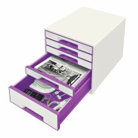 Leitz Schubladenbox WOW Cube A4 52142062 weiss/violett, 5