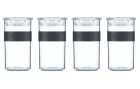 Bodum Vorratsglas Presso 4 Stück, 0.25 l, Schwarz/Transparent