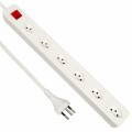 Steckdosenleiste 6xT13 weiss, diagonal, mit Switch