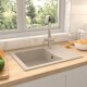 vidaXL Küchenspüle mit Überlauf Oval Beige Granit