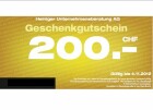 Heiniger Gutschein CHF 200.-
