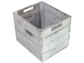 Holz Zollhaus Aufbewahrungskiste Vintage Shabby 33 x 38 cm, Grau/Weiss