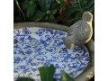 Esschert Design Vogeltränke Aged Ceramic, Grundfarbe: Weiss, Grau, Blau