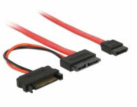 DeLock Slim-SATA-Kabel rot, SATA Strom, 30 cm, Datenanschluss