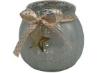 Dameco Teelichthalter mit Stern und Masche Grau, Glas