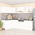 11-tlg. Küchenzeile mit Arbeitsplatte Weiß Holzwerkstoff