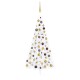 vidaXL Künstlicher Halb-Weihnachtsbaum Beleuchtung Kugeln Weiß 180 cm