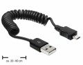 DeLock Delock 0.6m USB2.0 A-MicroB Spiralkabel schwarz ,
