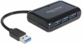 DeLock - USB 3.0 Hub 3 Port + 1 Port Gigabit LAN 10/100/1000 Mb/s