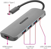 SITECOM USB-C to HDMI Adapter 3x USB-A CN-380 4K