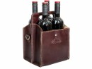 Alpenleder Getränketasche Weintragerl für 4 Flaschen, Rotbraun