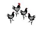 Wallxpert Gartenstecker Huhn 33 cm, 4er Set, Schwarz, Höhe