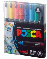 UNI-BALL  Fineliner Posca 0.7mm PC-1MR 8C 8 Farben ass., Kein