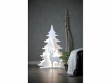 Star Trading Tischdeko Grandy, 110 cm, 56 LED, Holz, Weiss