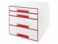 Leitz Schubladenbox WOW CUBE Rot, Anzahl Schubladen: 4