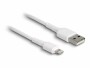 DeLock USB-Ladekabel USB A - Lightning 0.3 m, Weiss