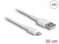 DeLock USB-Ladekabel USB A - Lightning 0.3 m, Weiss