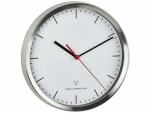 TFA Dostmann Funk-Wanduhr mit Edelstahl-Rahmen Ø 22 cm, Silber/Weiss