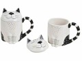 G. Wurm Universaltasse Katze mit Deckel 300 ml, Gold/Schwarz/Weiss