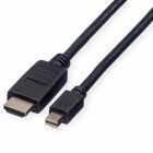Roline Mini DisplayPort - HDMI Verbindungskabel - 1 m - 2K - Schwarz