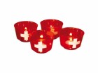 Haushaltsware Windlicht Schweiz 4 Stück, Detailfarbe: Weiss, Rot