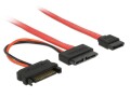 DeLock Slim-SATA-Kabel rot, SATA Strom, 30 cm, Datenanschluss