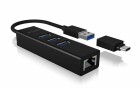 RaidSonic ICY BOX USB-Hub IB-HUB1419-LAN USB 3.0 - 3x USB-A