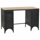 vidaXL Schreibtisch mit Ständer Tannenholz Massiv und Stahl