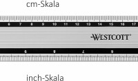 WESTCOTT  Aluminium Lineal 30cm E-1019100 cm/inch Scala, Kein