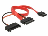 DeLock Slim-SATA-Kabel rot, SATA Strom, 30 cm, Datenanschluss