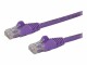 StarTech.com - 1m CAT6 Ethernet Cable, 10 Gigabit Snagless RJ45 650MHz 100W PoE Patch Cord, CAT 6 10GbE UTP Network Cable w/Strain Relief, Purple, Fluke Tested/Wiring is UL Certified/TIA - Category 6 - 24AWG (N6PATC1MPL)