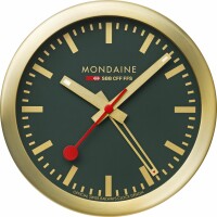 MONDAINE Wand / Tischuhr 125mm A997.66SBG.1 grün/gold, Weckfunktion